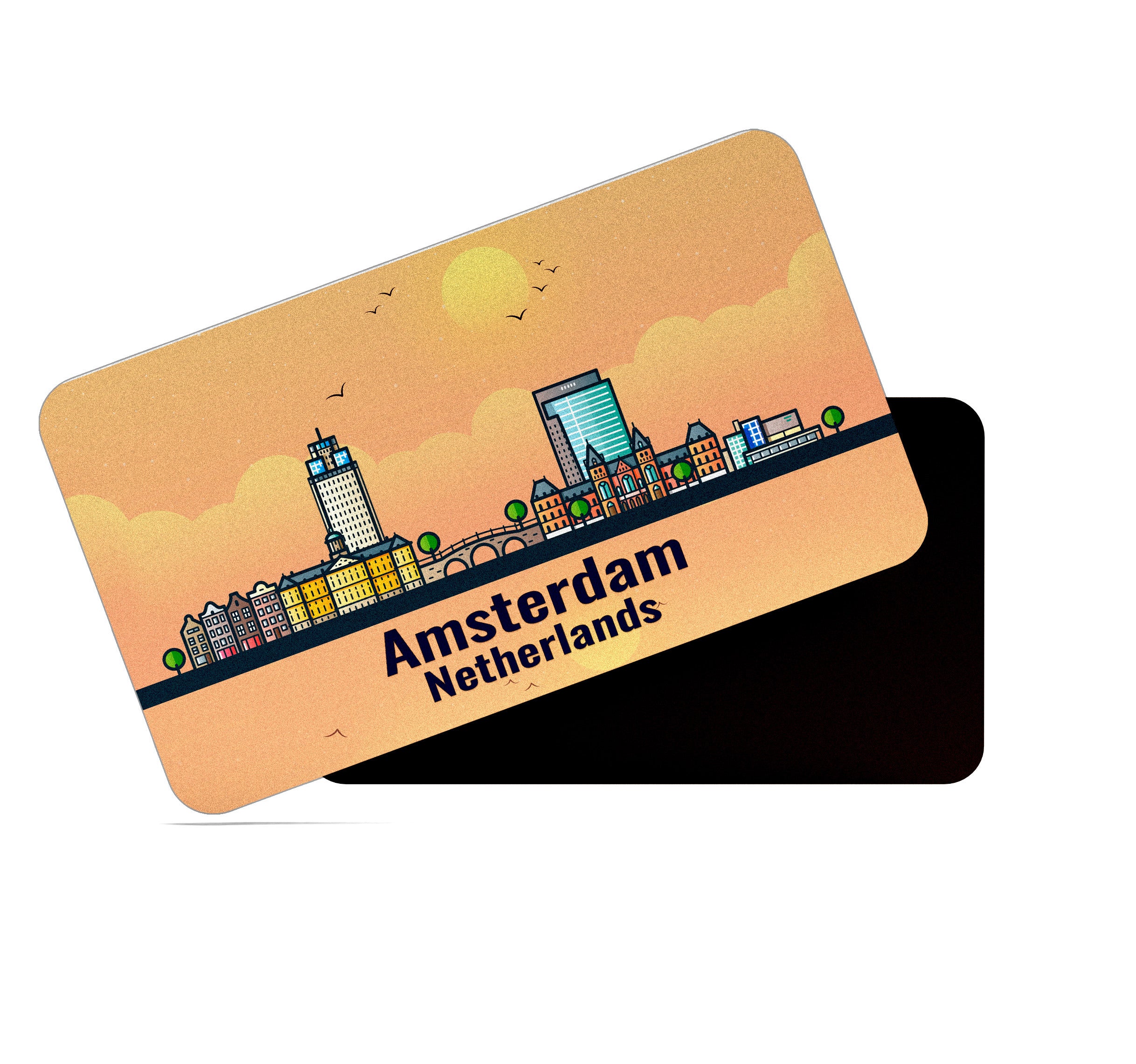 dhcrafts Rectangular Fridge Magnet Orange Netherlands Amsterdam Design Pack of 1 (8.6cm x 5.4cm)